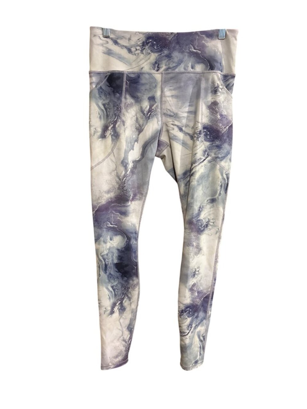 Duluth Trading Womens High-Waisted Marble Print Leggings - M Stretchy Activewear